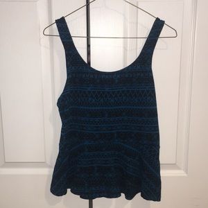Express blueand black peplum tank